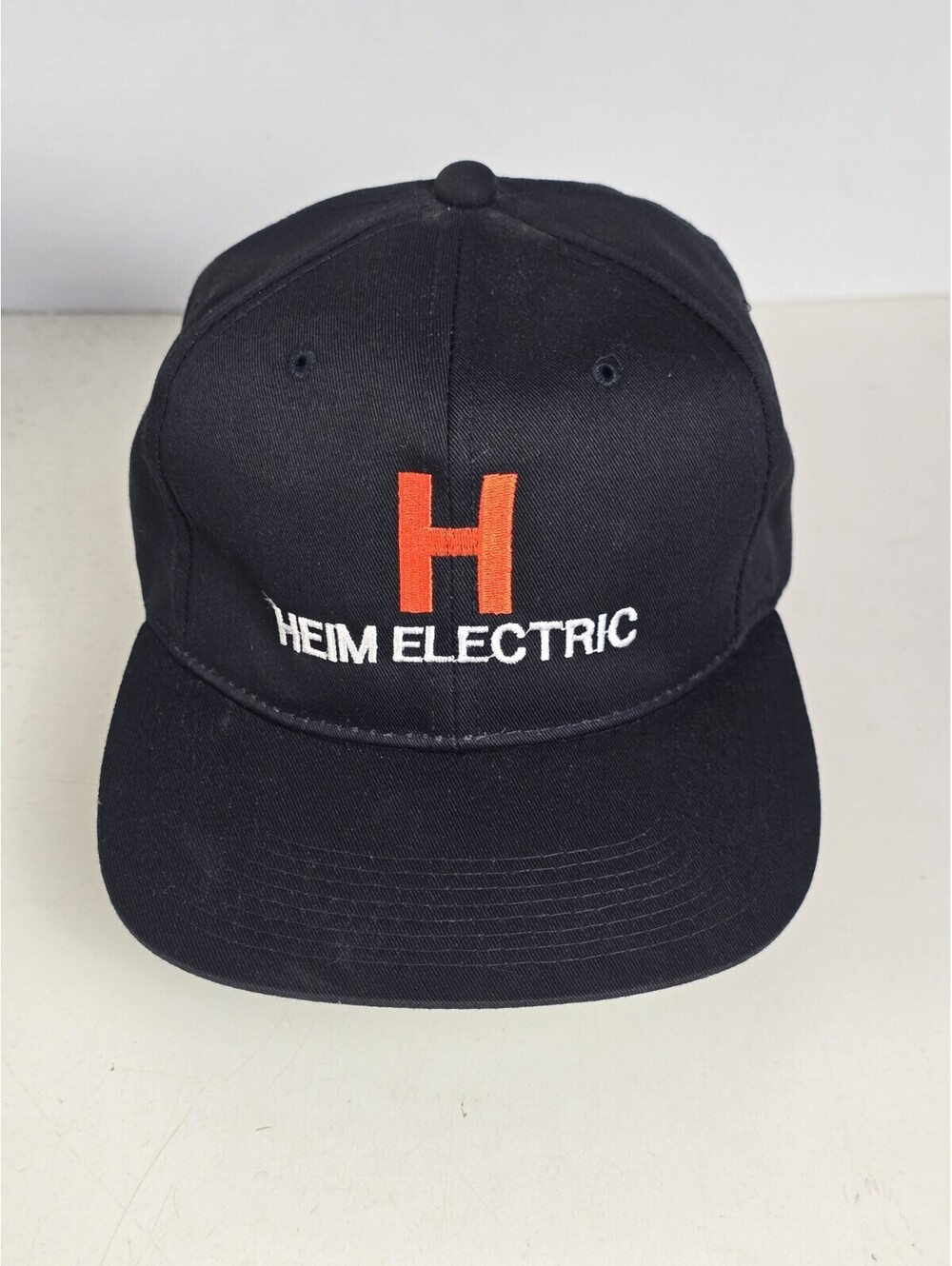 Vtg Snapback Hat Edwin L. Heim Co Electrical Contractor Harrisburg Pa Black OSFA
